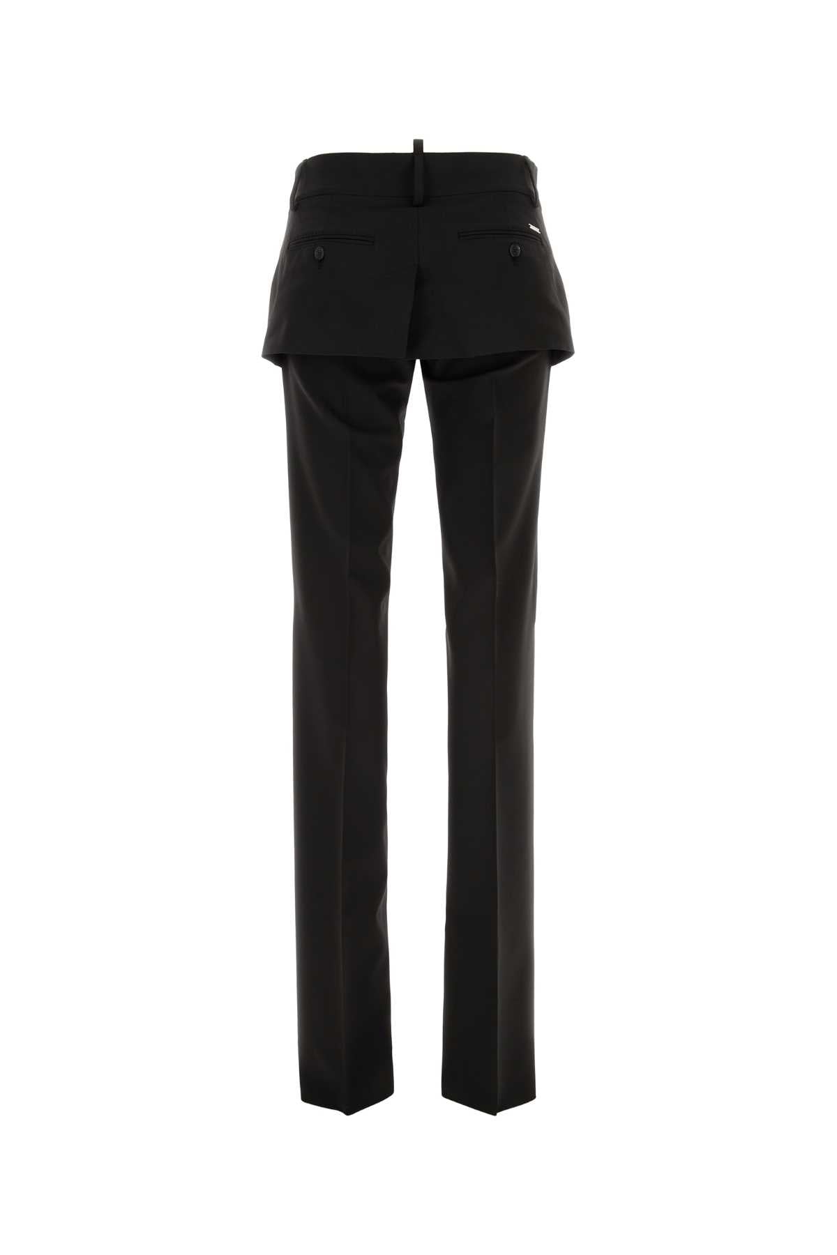 Dsquared Women Black Stretch Wool Peek-A-Boo Blend Pant DSQUARED2