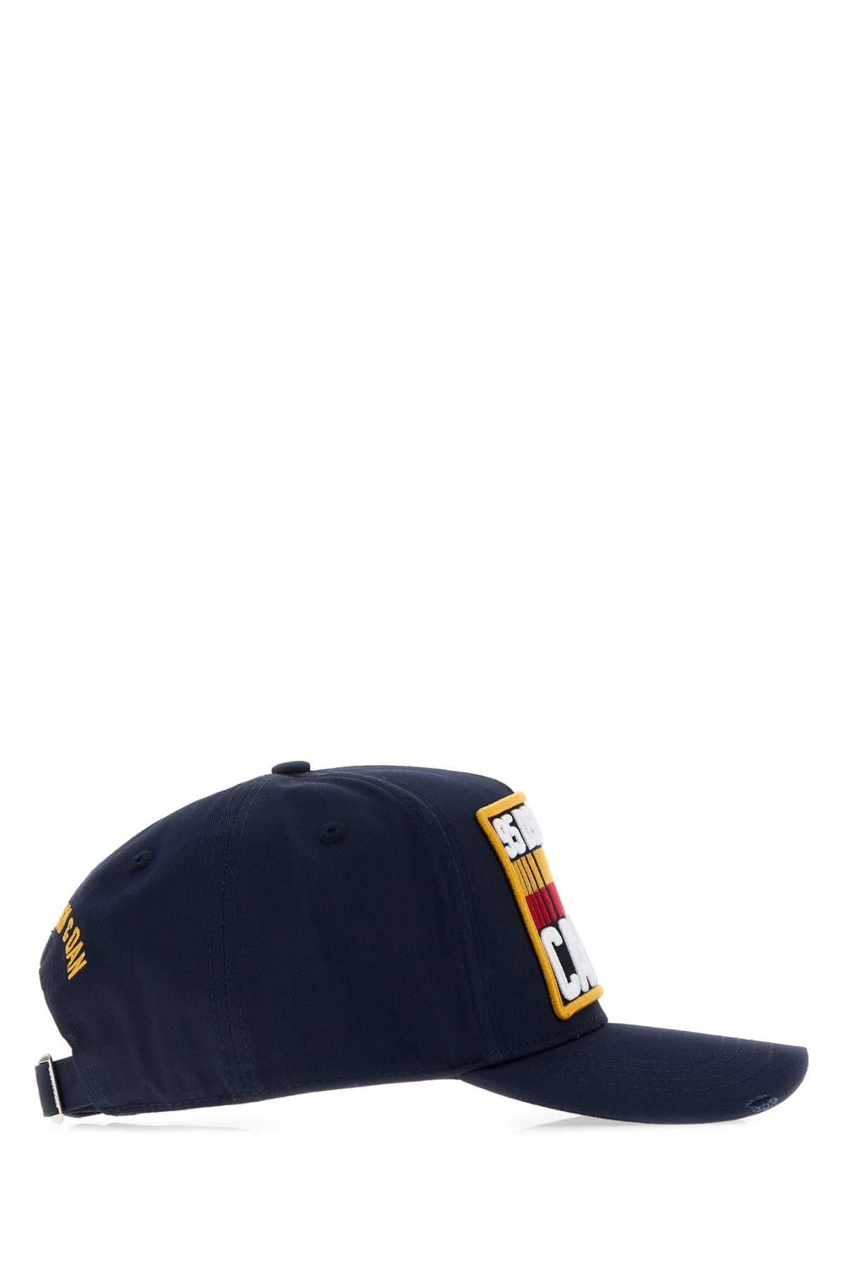 Dsquared Men Navy Blue Gabardine D2 Baseball Cap DSQUARED2
