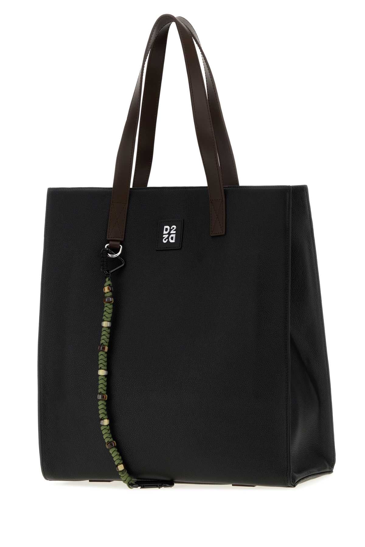 Dsquared Men Black Leather D2 Upside Down Shopping Bag DSQUARED2