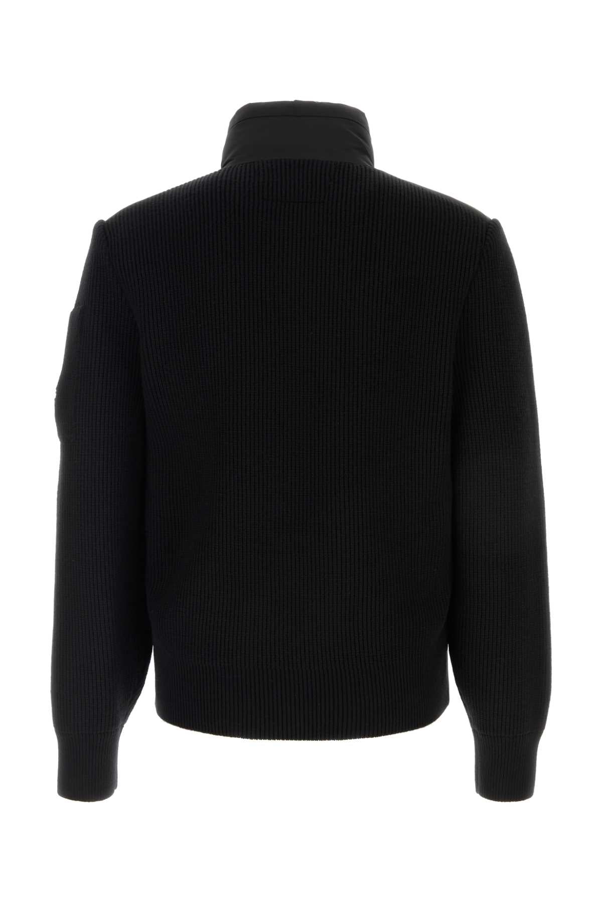 C.P. Company Men Black Knit And Stretch Nylon Down Jacket C.P. COMPANY