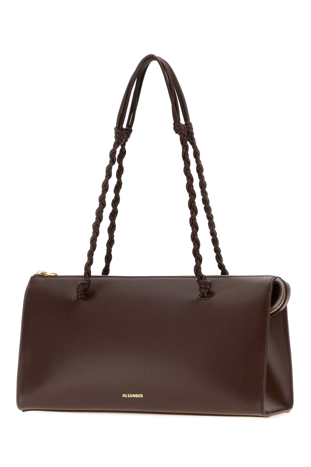 Jil Sander Women Chocolate Leather Tangle Tent Shoulder Bag JIL SANDER