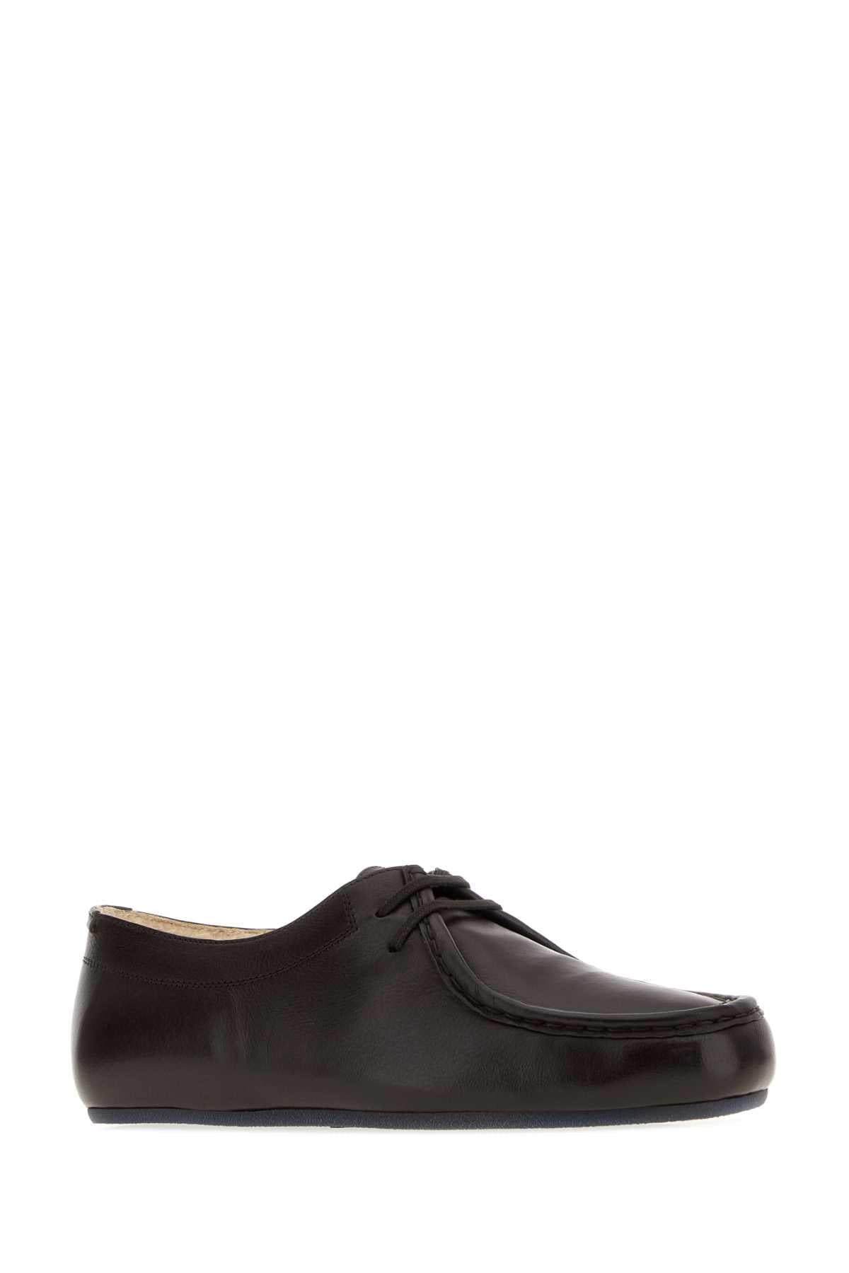 Jil Sander Women Dark Brown Leather Lace-Up Shoes JIL SANDER