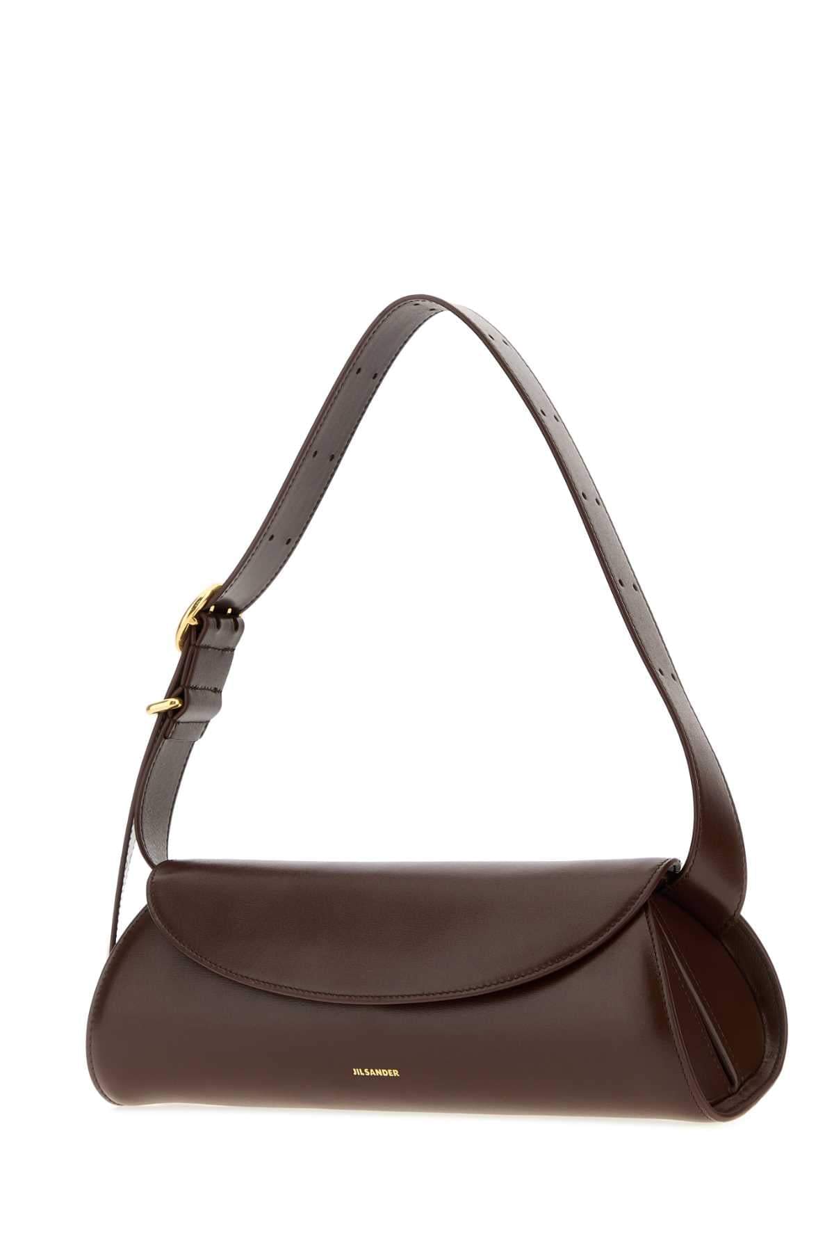 Jil Sander Women Chocolate Leather Small Cannolo Shoulder Bag JIL SANDER