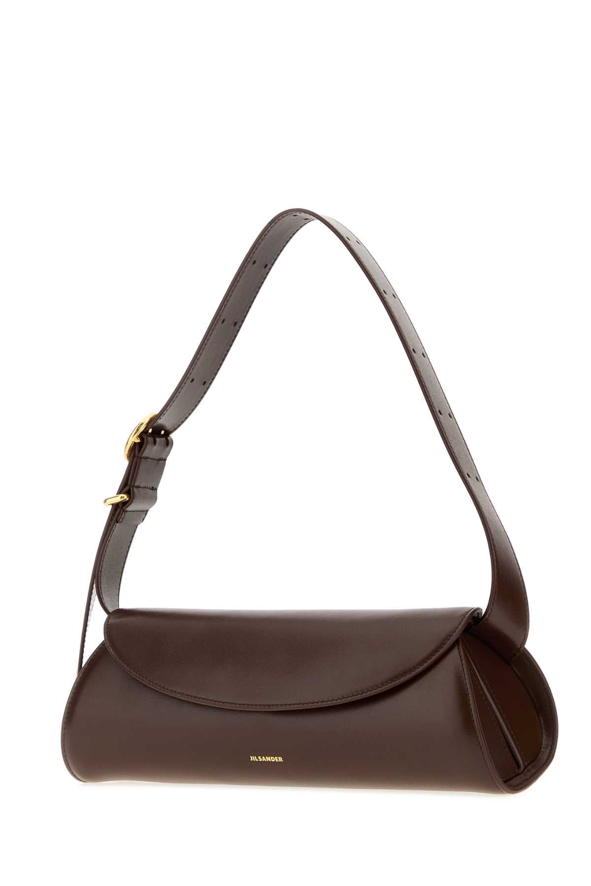 Jil Sander Women Chocolate Leather Small Cannolo Shoulder Bag JIL SANDER