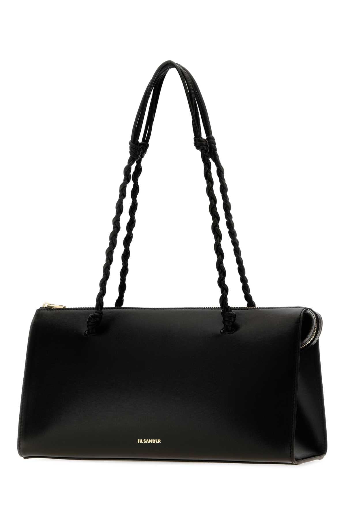 Jil Sander Women Black Leather Tangle Tent Shoulder Bag JIL SANDER
