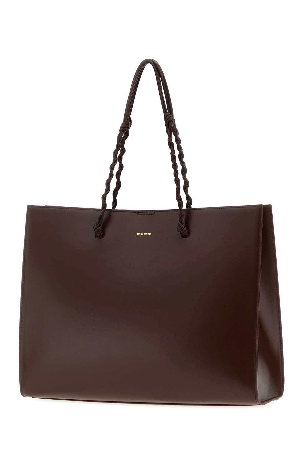 Jil Sander Women Chocolate Leather Tangle Shopping Bag JIL SANDER