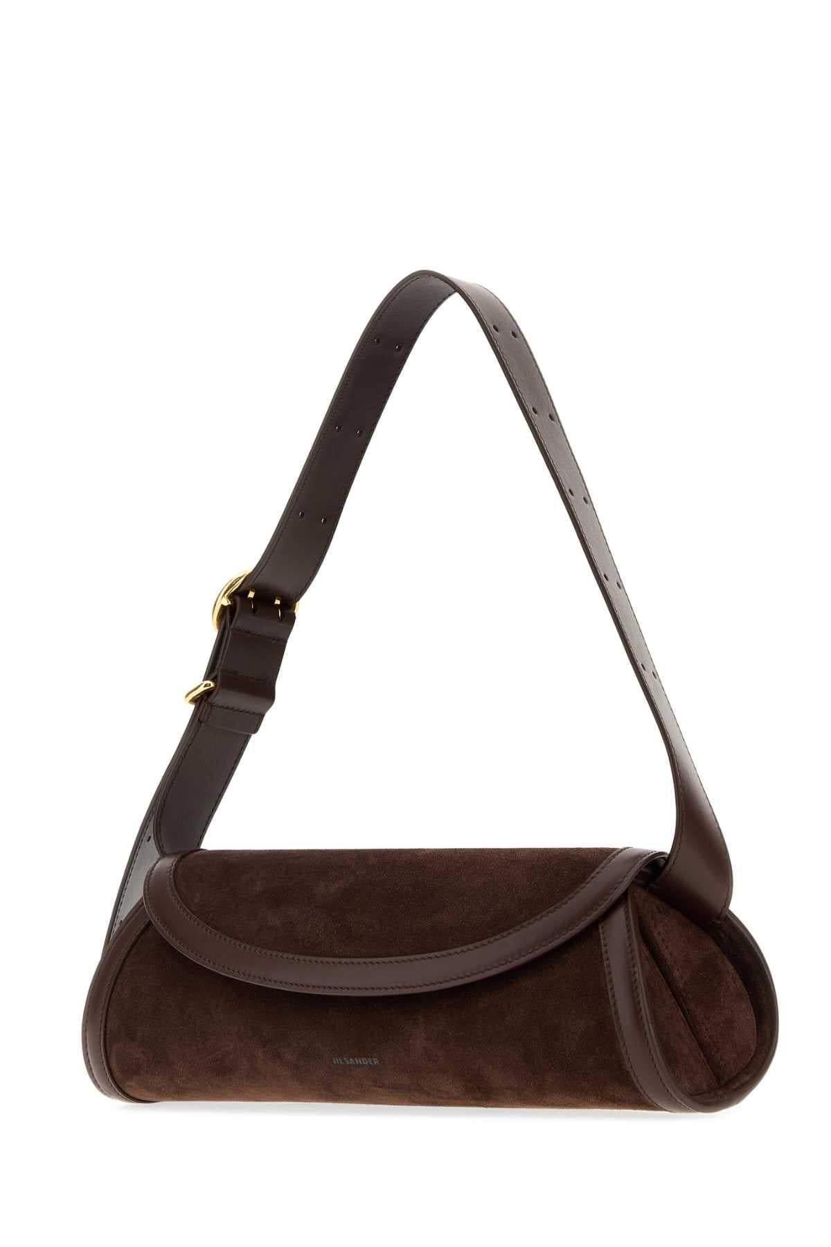 Jil Sander Women Brown Suede Small Cannolo Crossbody Bag JIL SANDER