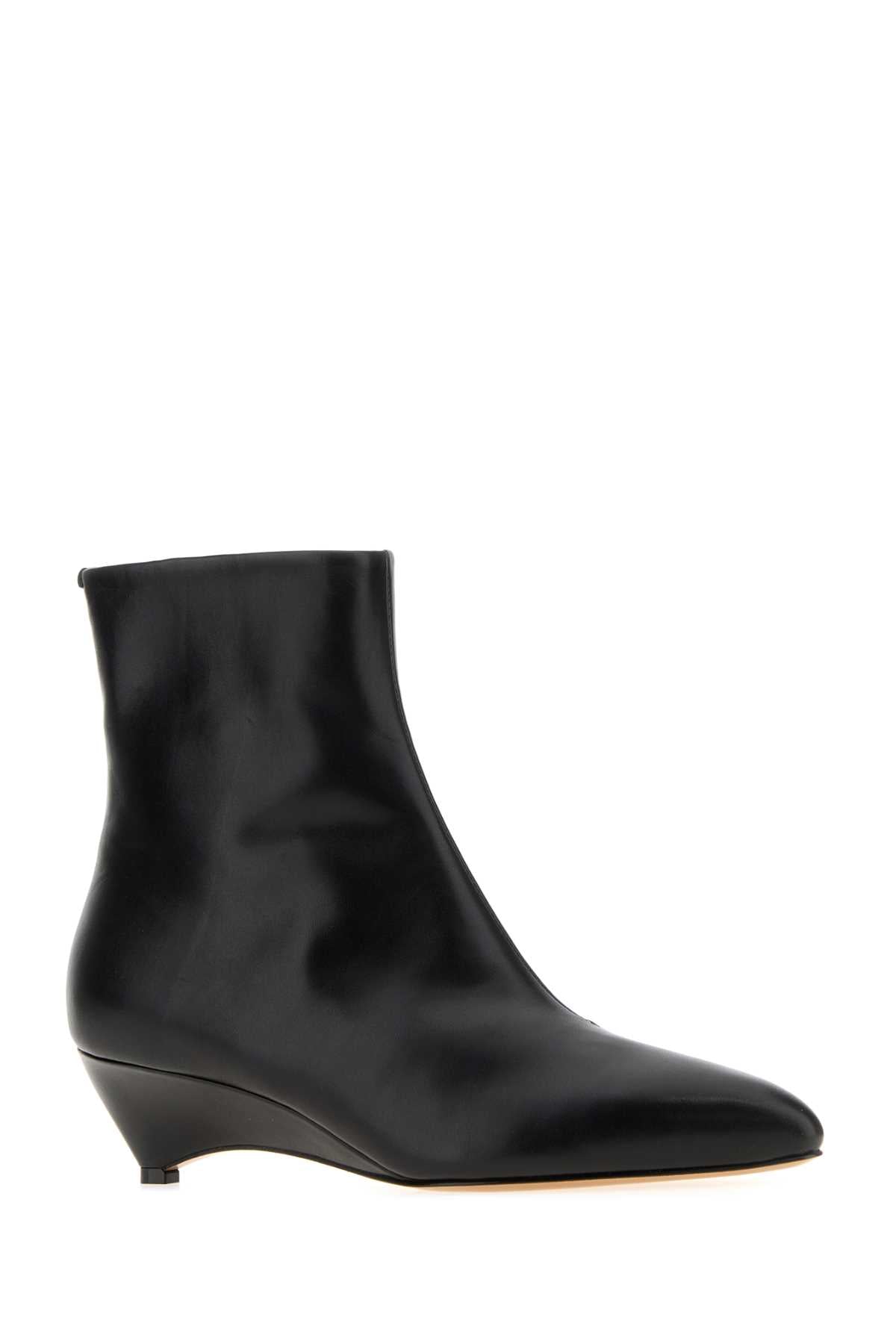 Jil Sander Women Black Leather Arc Ankle Boots JIL SANDER