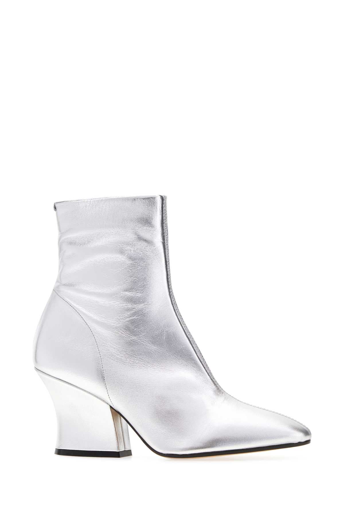 Jil Sander Women Silver Leather Lune Ankle Boots JIL SANDER