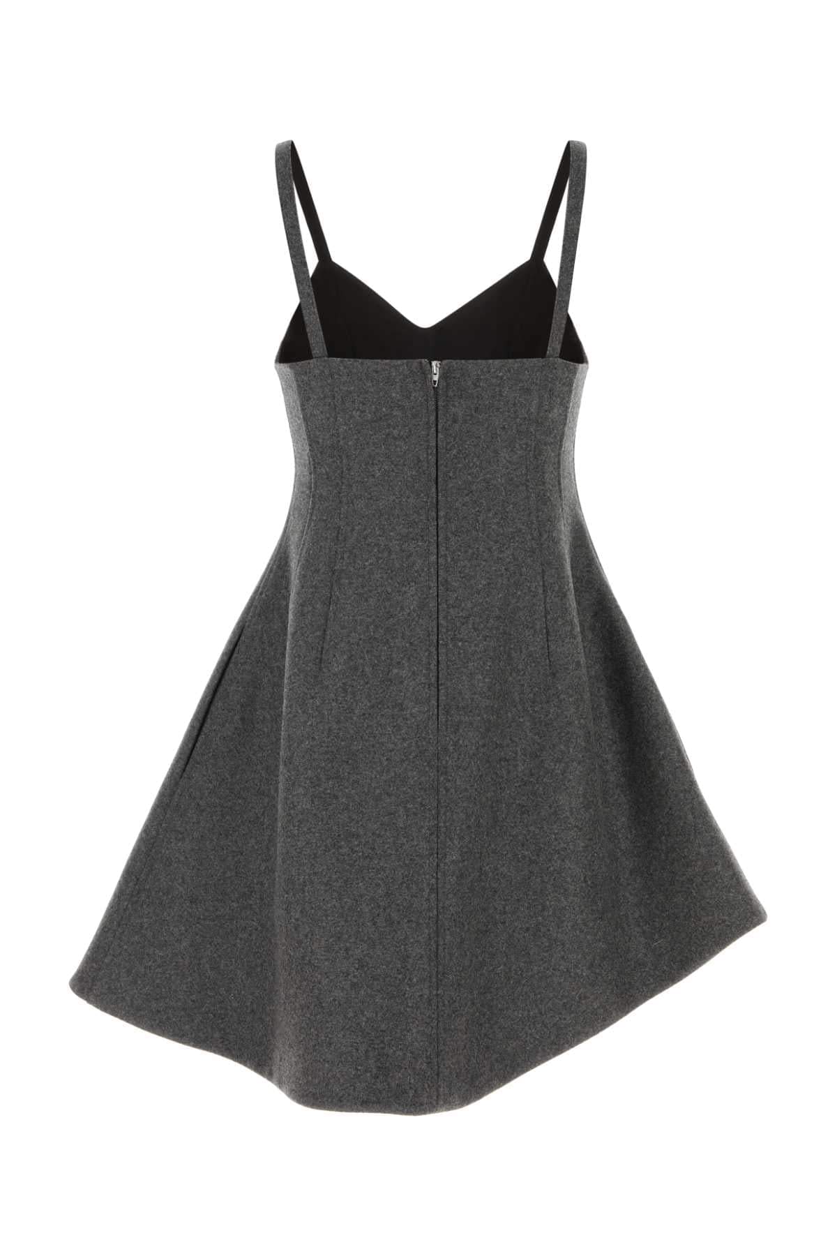 Jil Sander Women Dark Grey Wool Mini Dress JIL SANDER