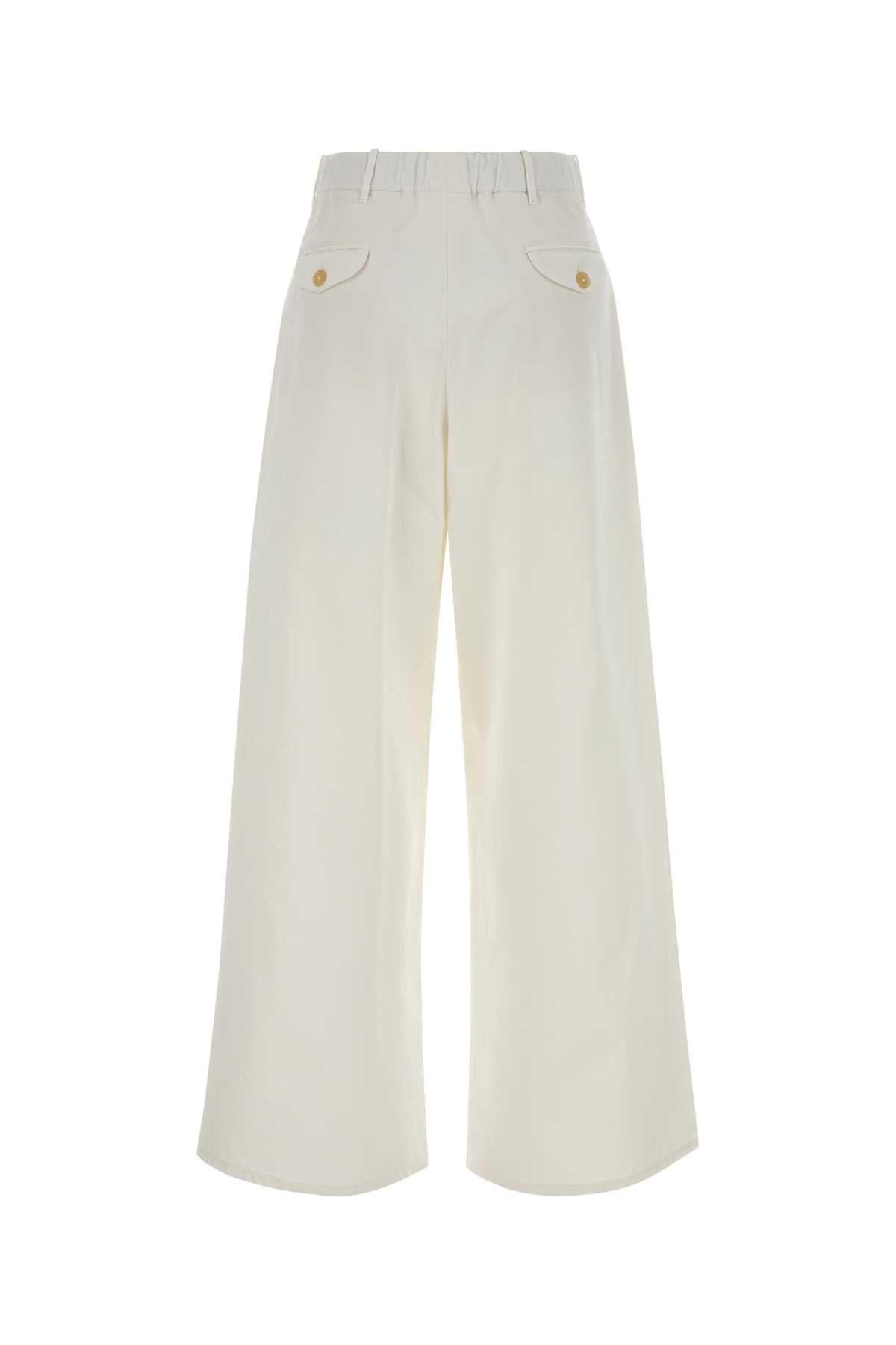 Jil Sander Women White Cotton Wide-Leg Pant JIL SANDER