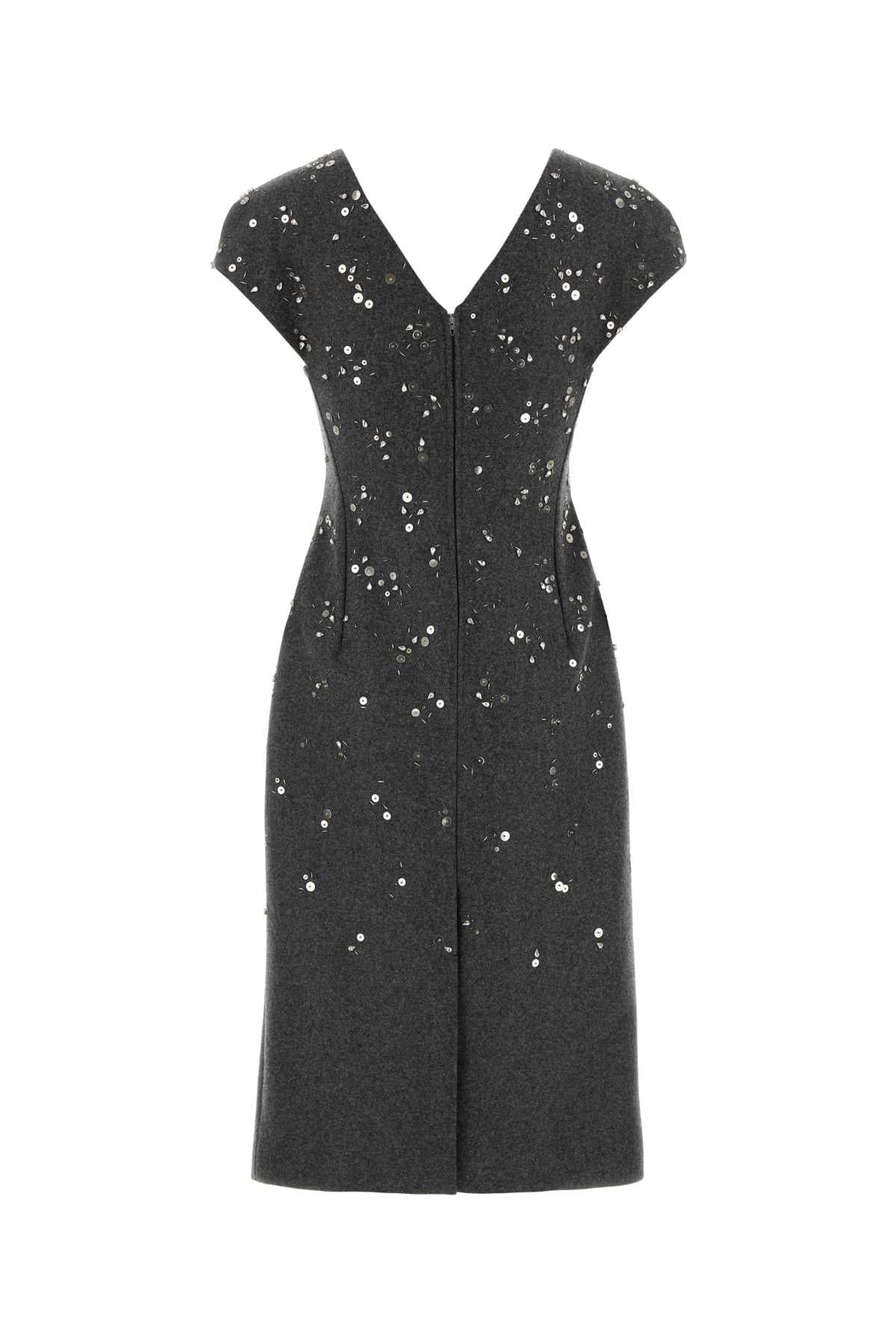 Jil Sander Women Dark Grey Felt Dress JIL SANDER