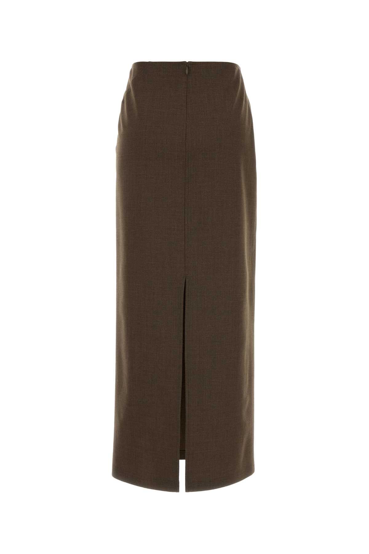 Jil Sander Women Brown Stretch Wool Blend Skirt JIL SANDER