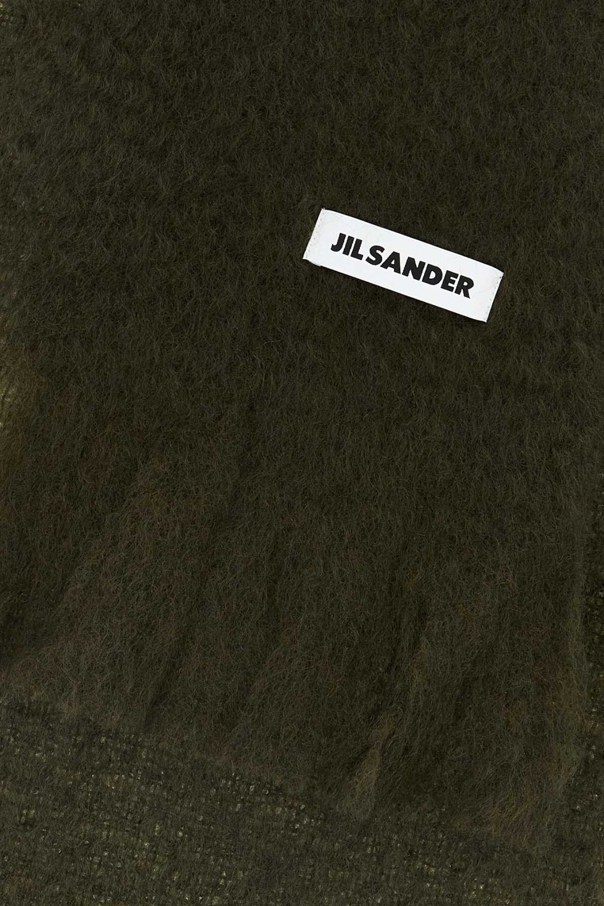 Jil Sander Men Olive Green Mohair Blend Scarf JIL SANDER
