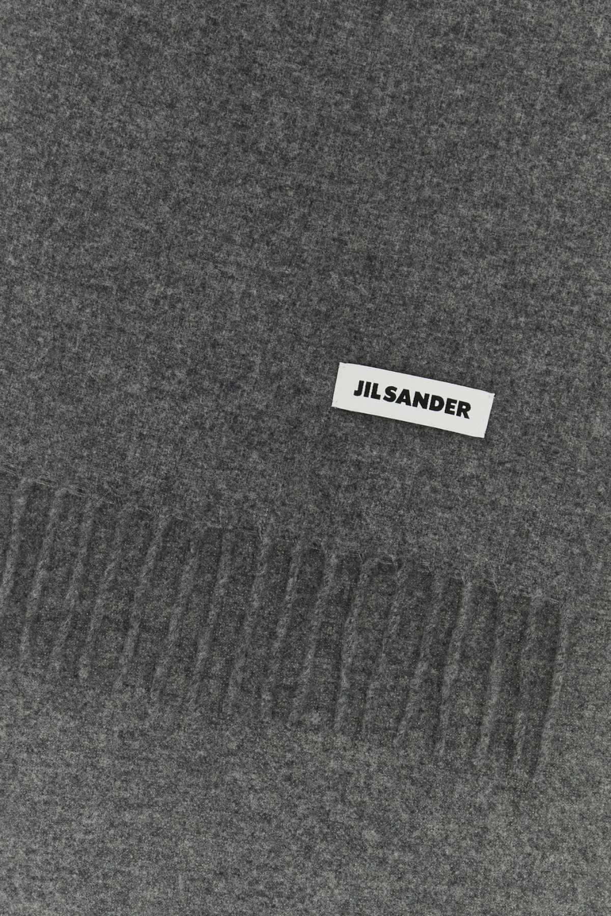 Jil Sander Men Dark Grey Wool Scarf JIL SANDER