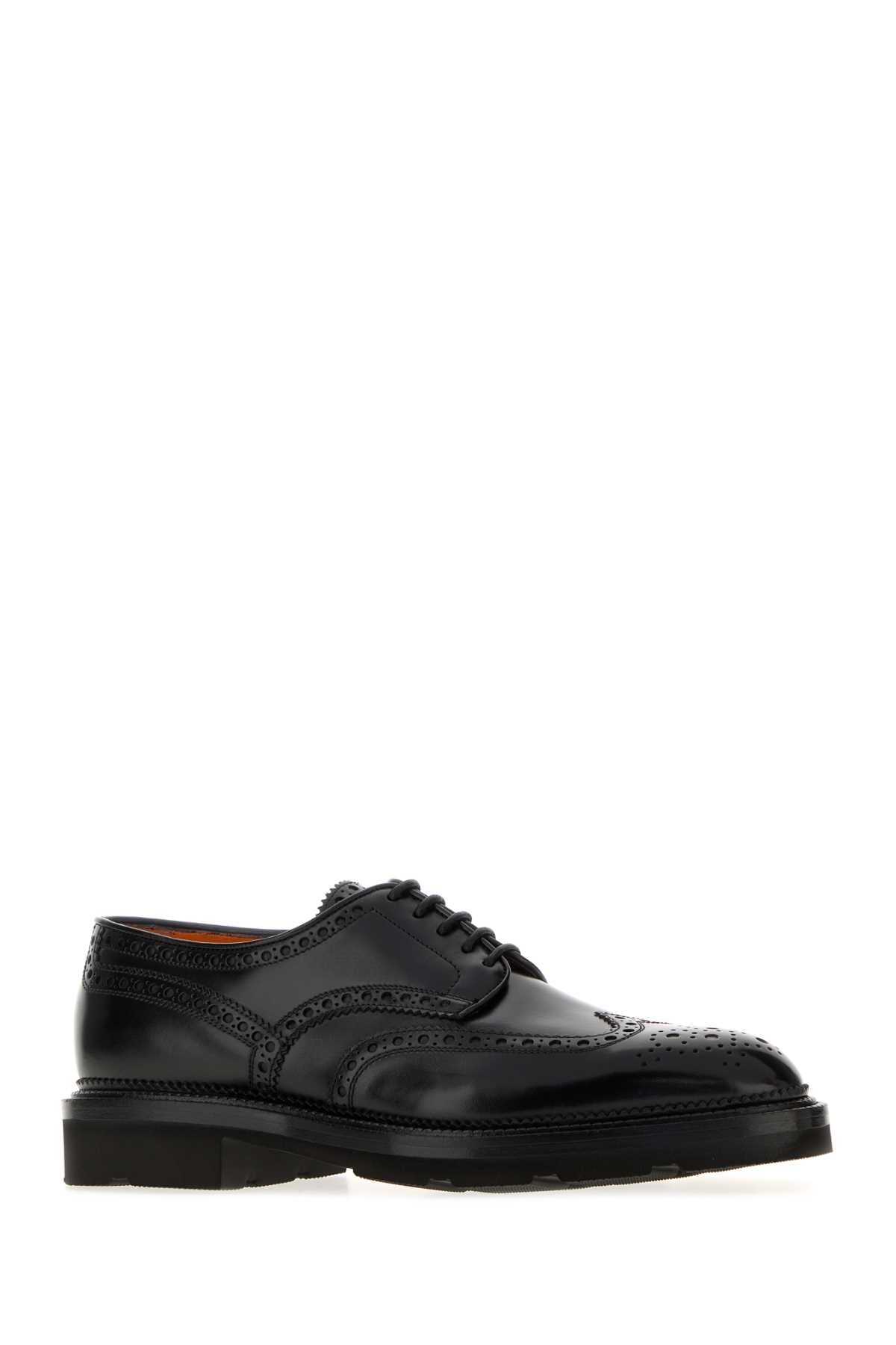 Santoni Men Black Leather Emil Lace-Up Shoes SANTONI