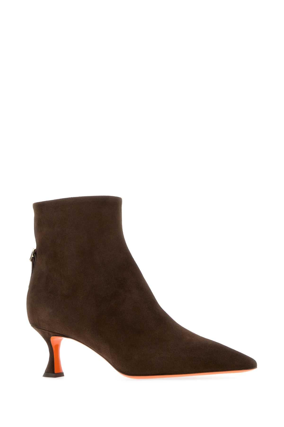 Santoni Women Brown Suede Giulie Ankle Boots SANTONI