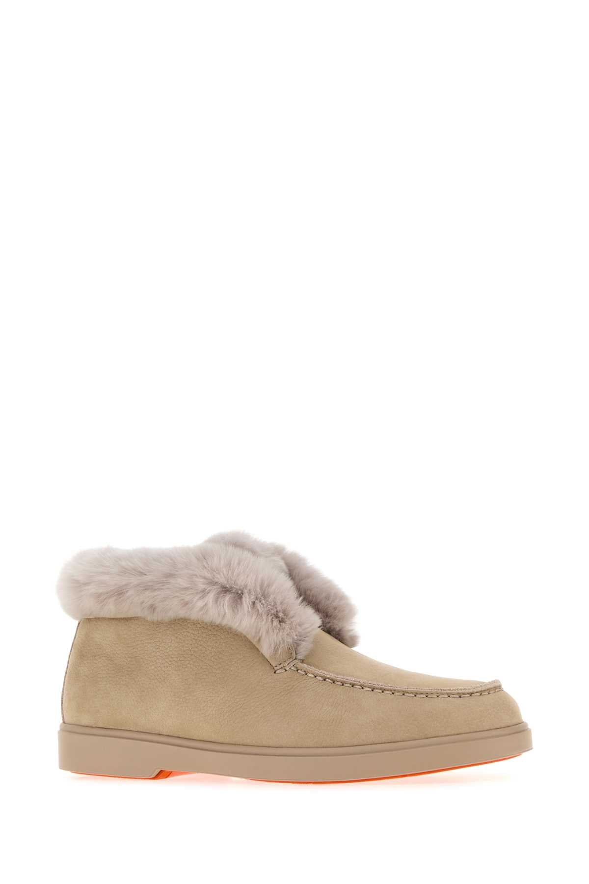 Santoni Women Sand Nabuk Hadeel Slip Ons SANTONI