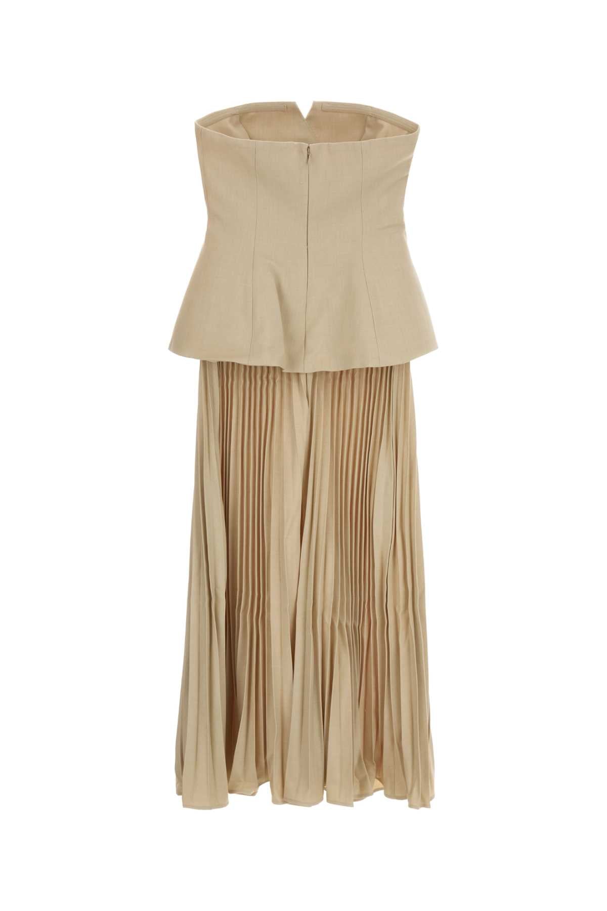 Self Portrait Women Beige Stretch Gabardine Dress SELF-PORTRAIT