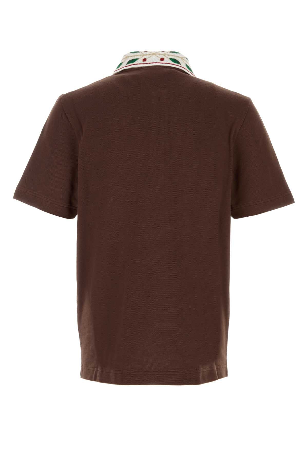 Casablanca Men Brown Piquet Polo Shirt CASABLANCA