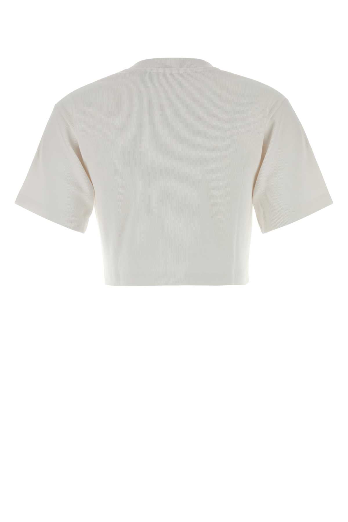 Off White Women White Stretch Cotton T-Shirt OFF-WHITE