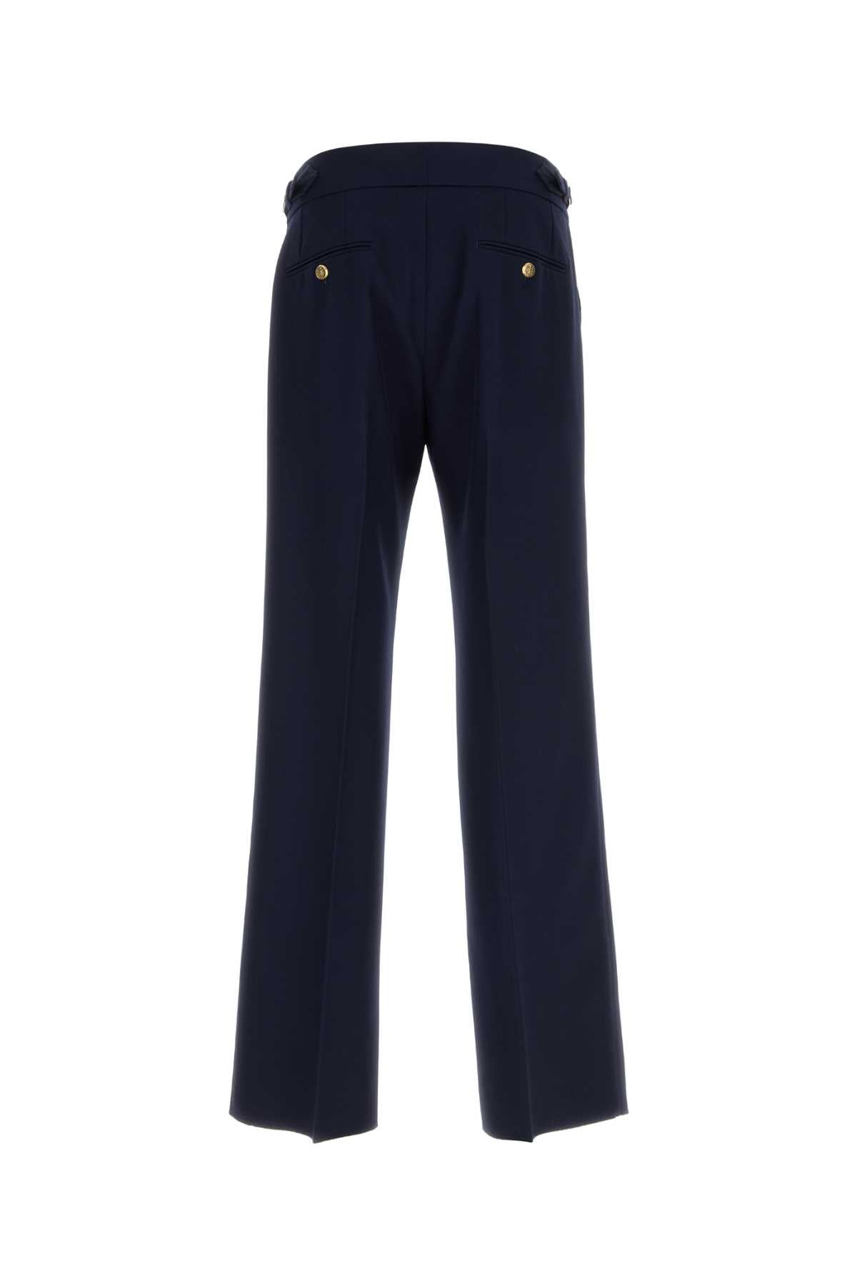 Dolce & Gabbana Men Navy Blue Wool Pant DOLCE & GABBANA