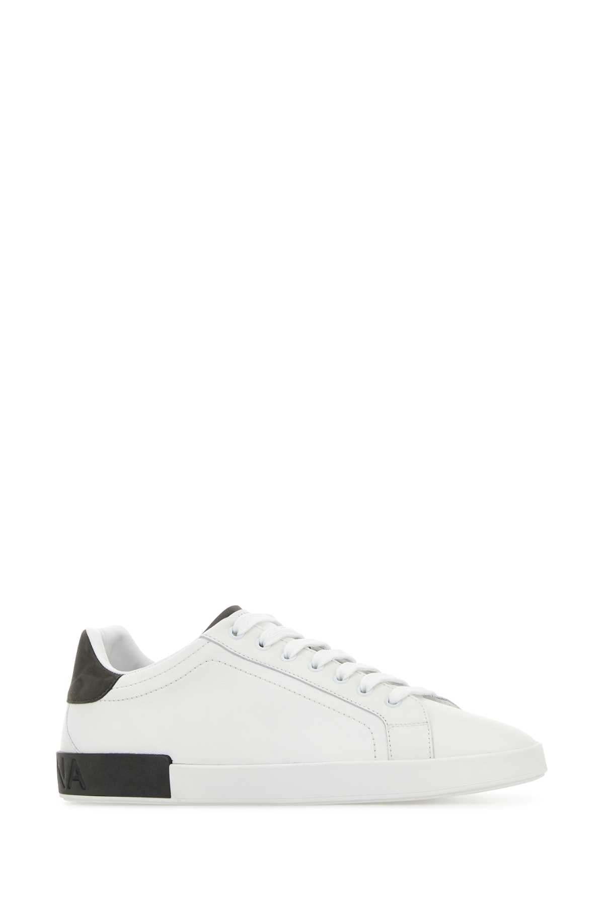 Dolce & Gabbana Men White Leather Portofino Sneakers DOLCE & GABBANA