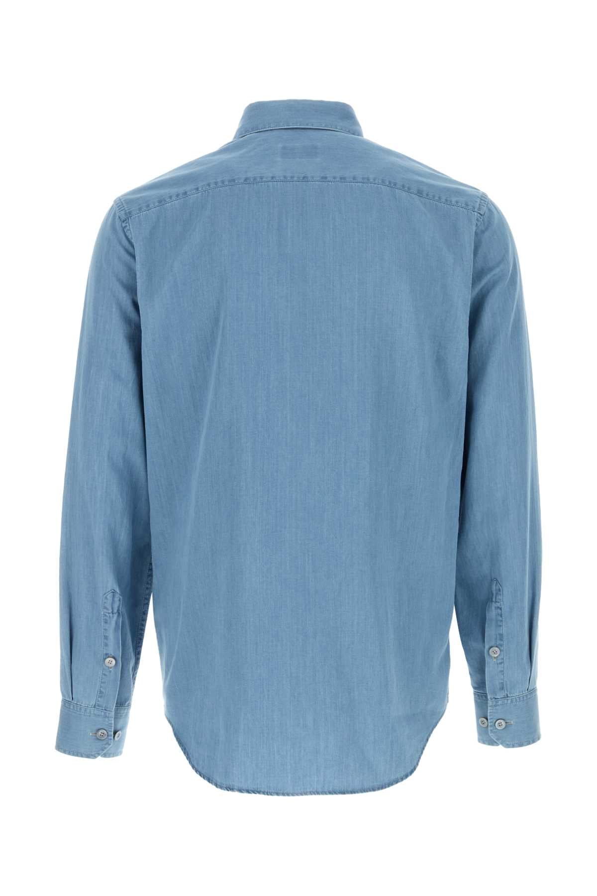 Giorgio Armani Men Light-Blue Chambray Shirt GIORGIO ARMANI