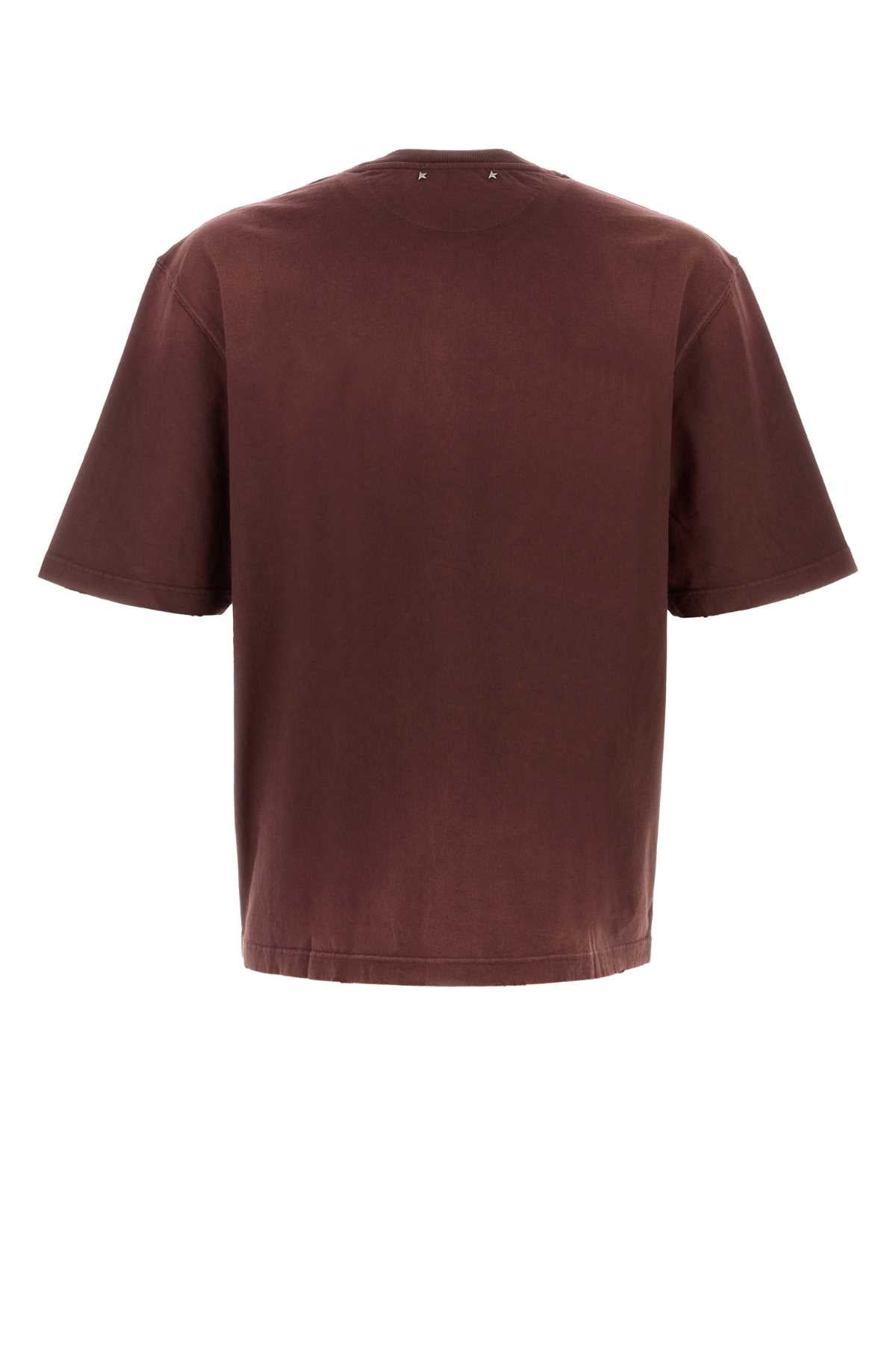 Golden Goose Deluxe Brand Men Burgundy Cotton Oversize T-Shirt GOLDEN GOOSE