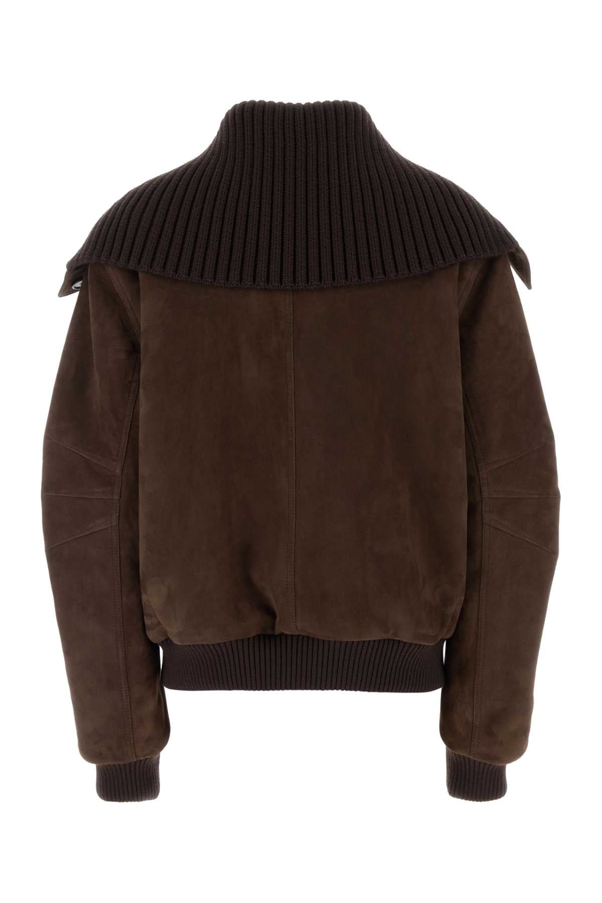 The Attico Women Brown Suede Bomber Jacket THE ATTICO