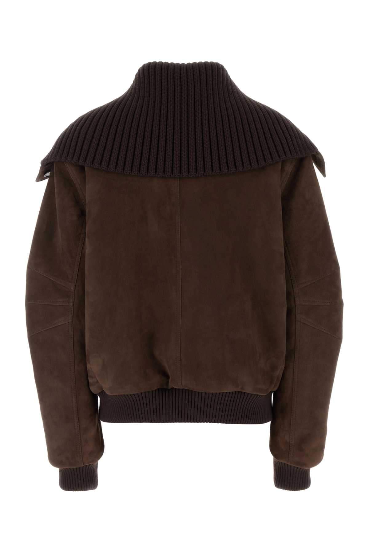 The Attico Women Brown Suede Bomber Jacket THE ATTICO