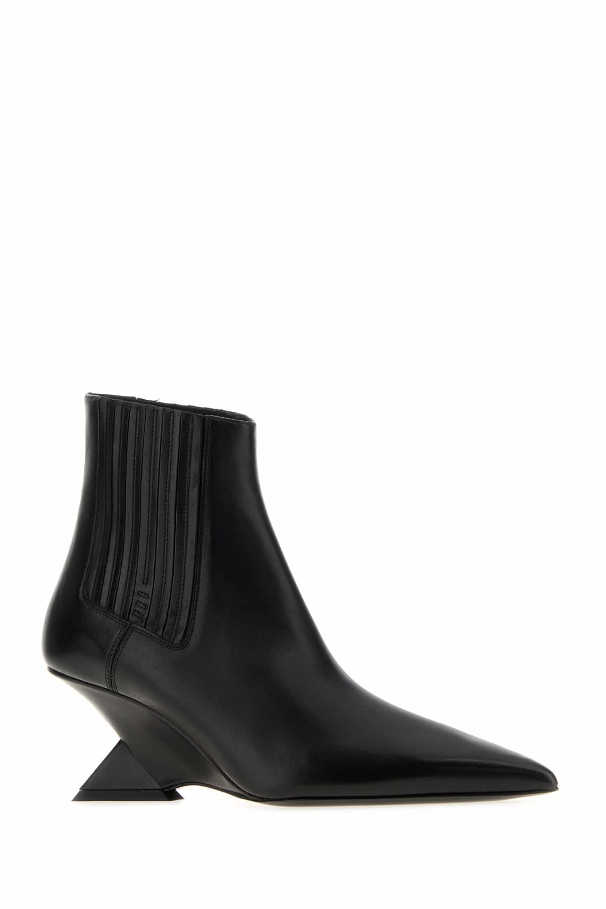 The Attico Women Black Leather Cheope Ankle Boots THE ATTICO