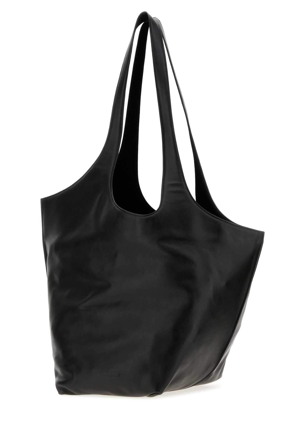 The Attico Women Black Leather Large La Scoop Shoulder Bag THE ATTICO