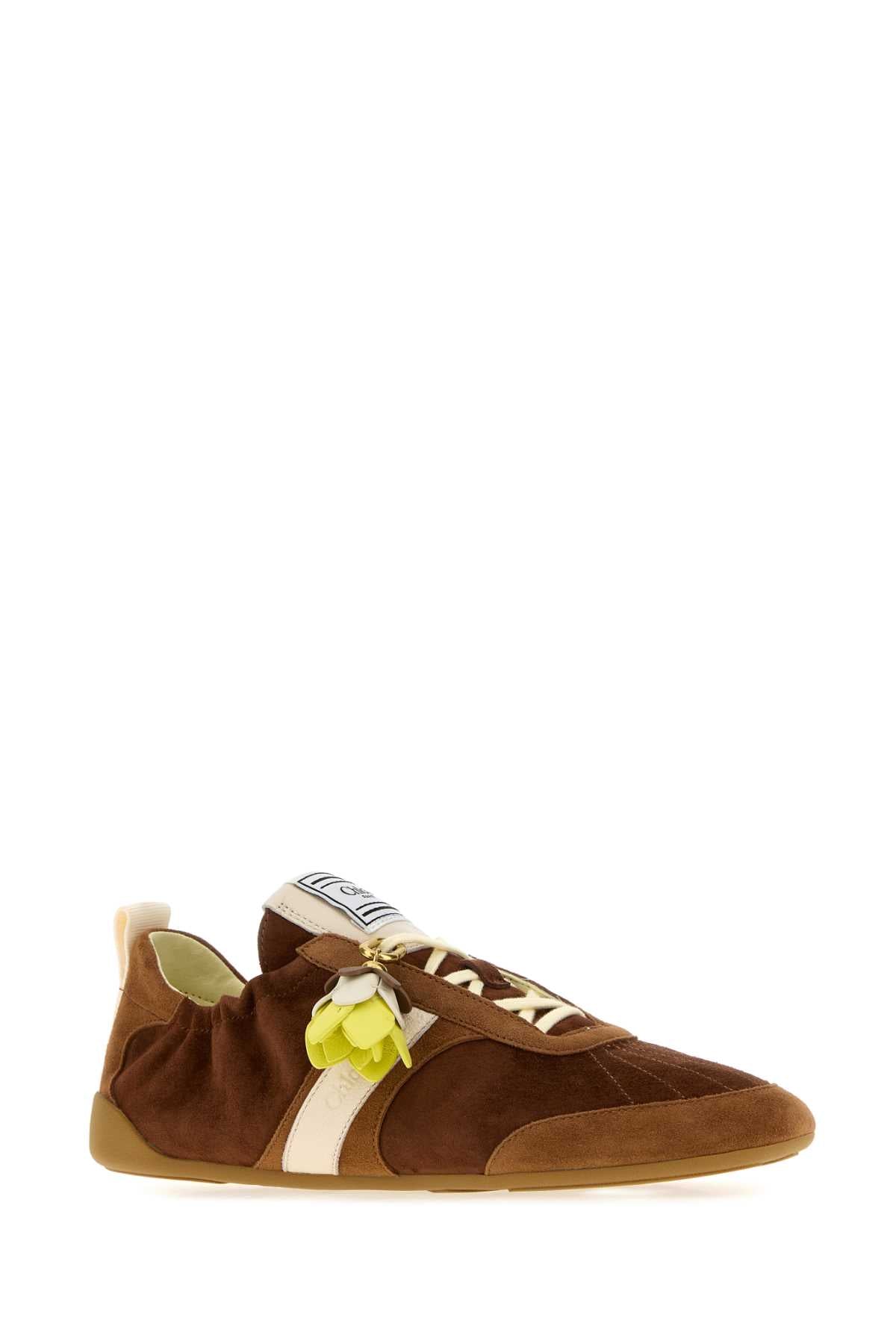 Chloe Women Brown Suede Chloe Kick Sneakers CHLOE