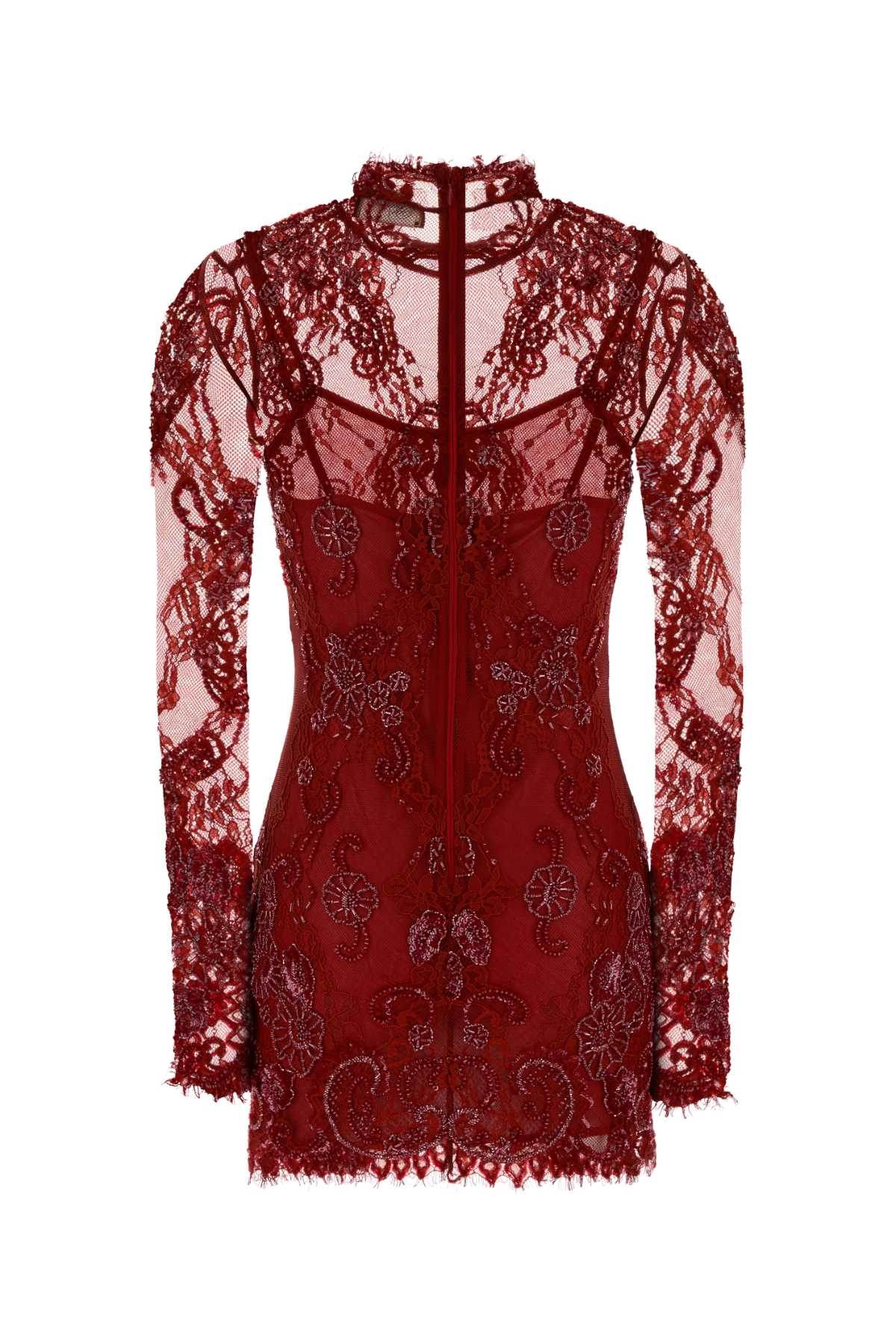 Blumarine Women Red Lace Mini Dress BLUMARINE