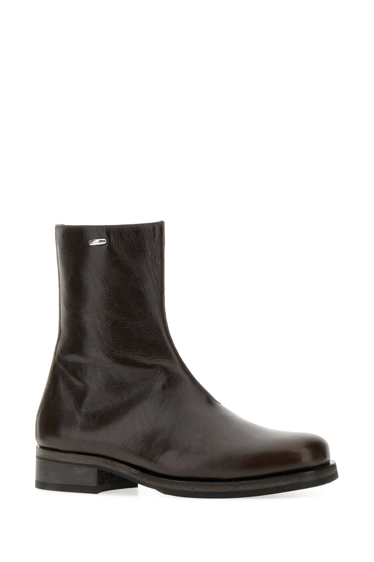 Our Legacy Men Chocolate Leather Camion Ankle Boots OUR LEGACY