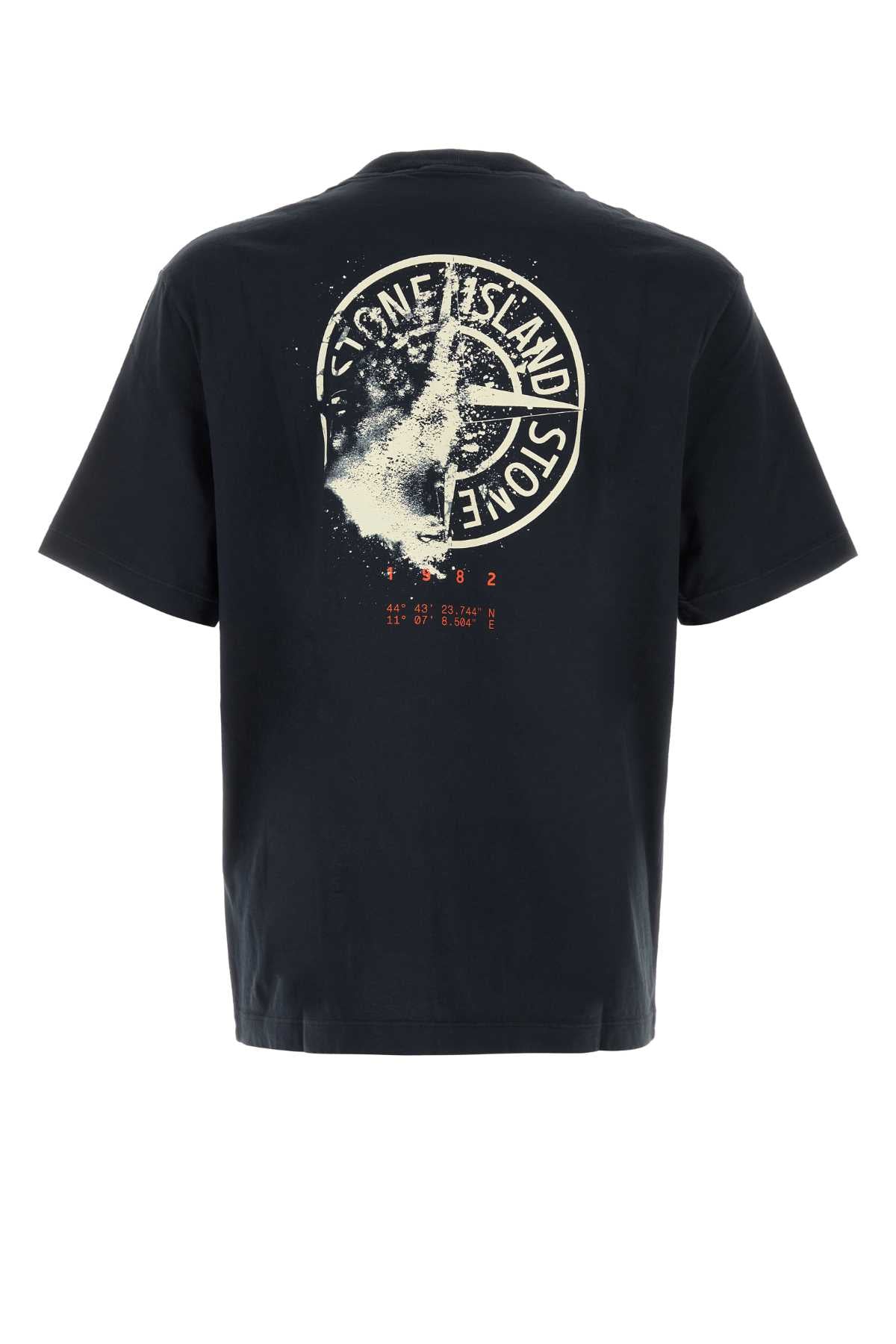 Stone Island Men Navy Blue Cotton T-Shirt STONE ISLAND