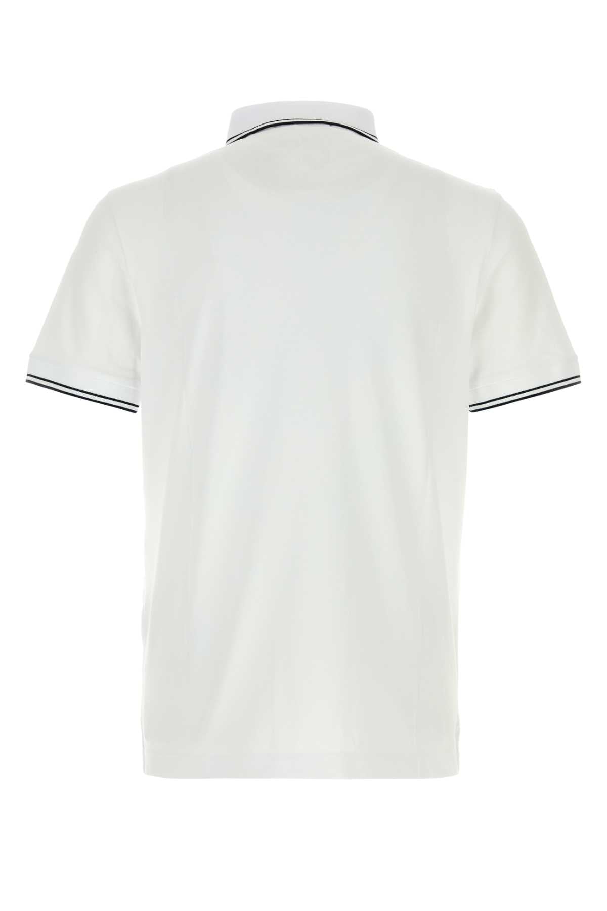 Stone Island Men White Stretch Piquet Polo Shirt STONE ISLAND