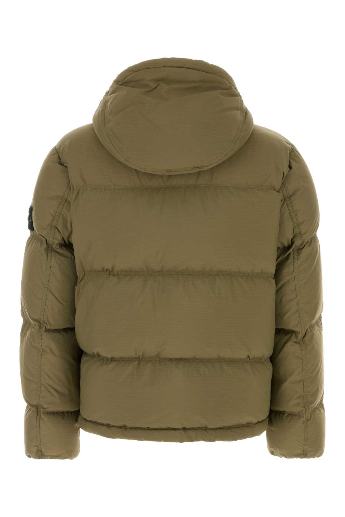 Stone Island Men Army Green Nylon Down Jacket STONE ISLAND