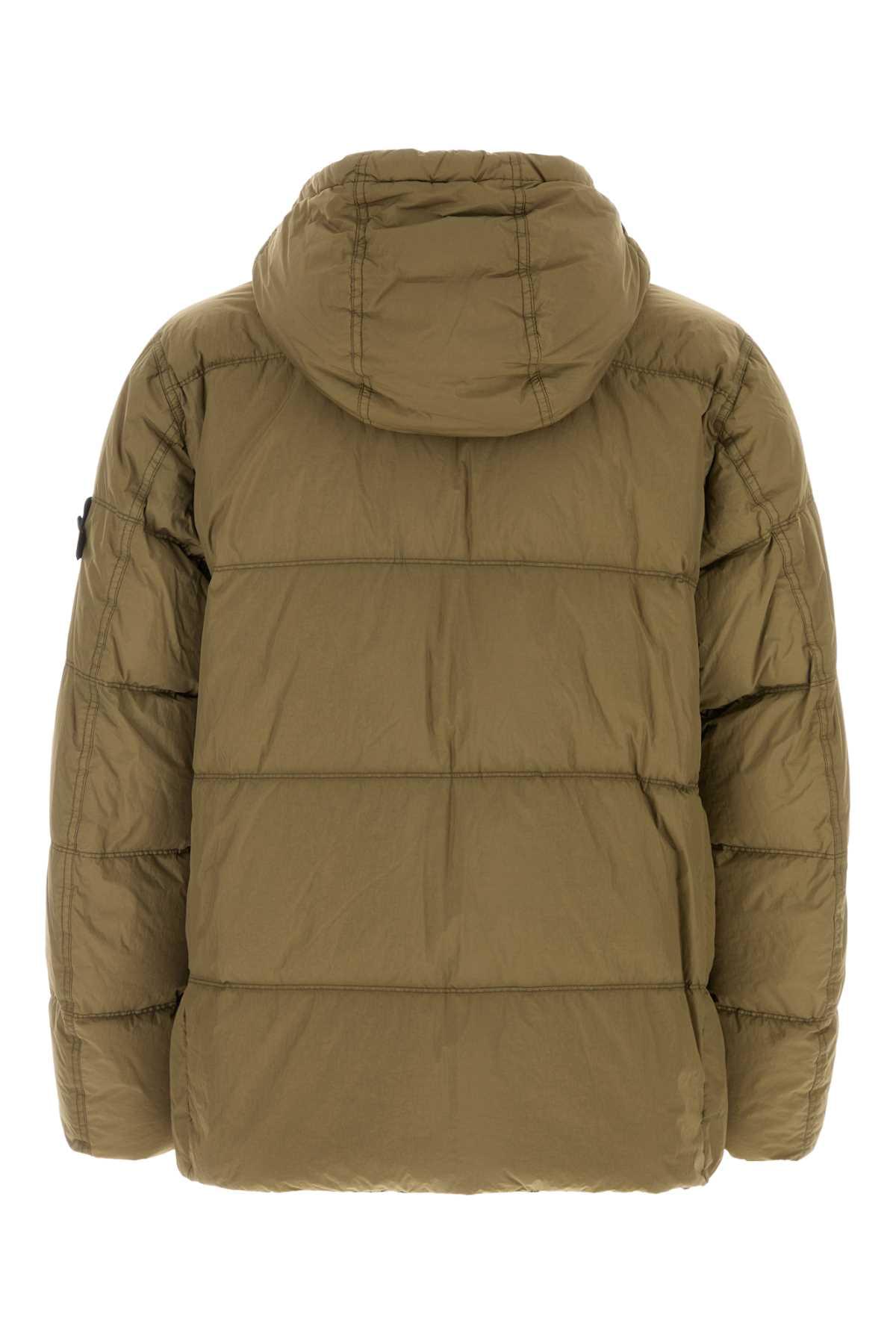 Stone Island Men Army Green Nylon Down Jacket STONE ISLAND