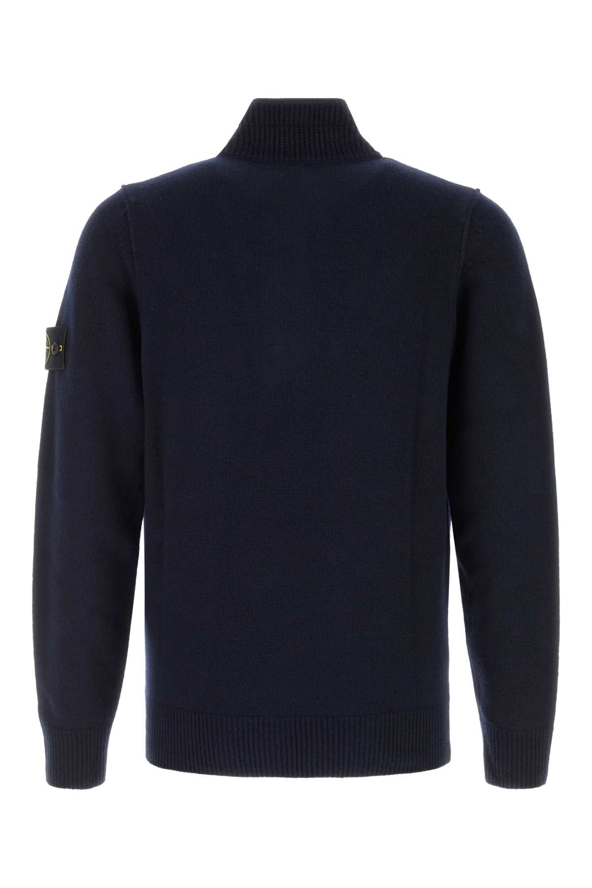 Stone Island Men Midnight Blue Wool Blend Sweater STONE ISLAND