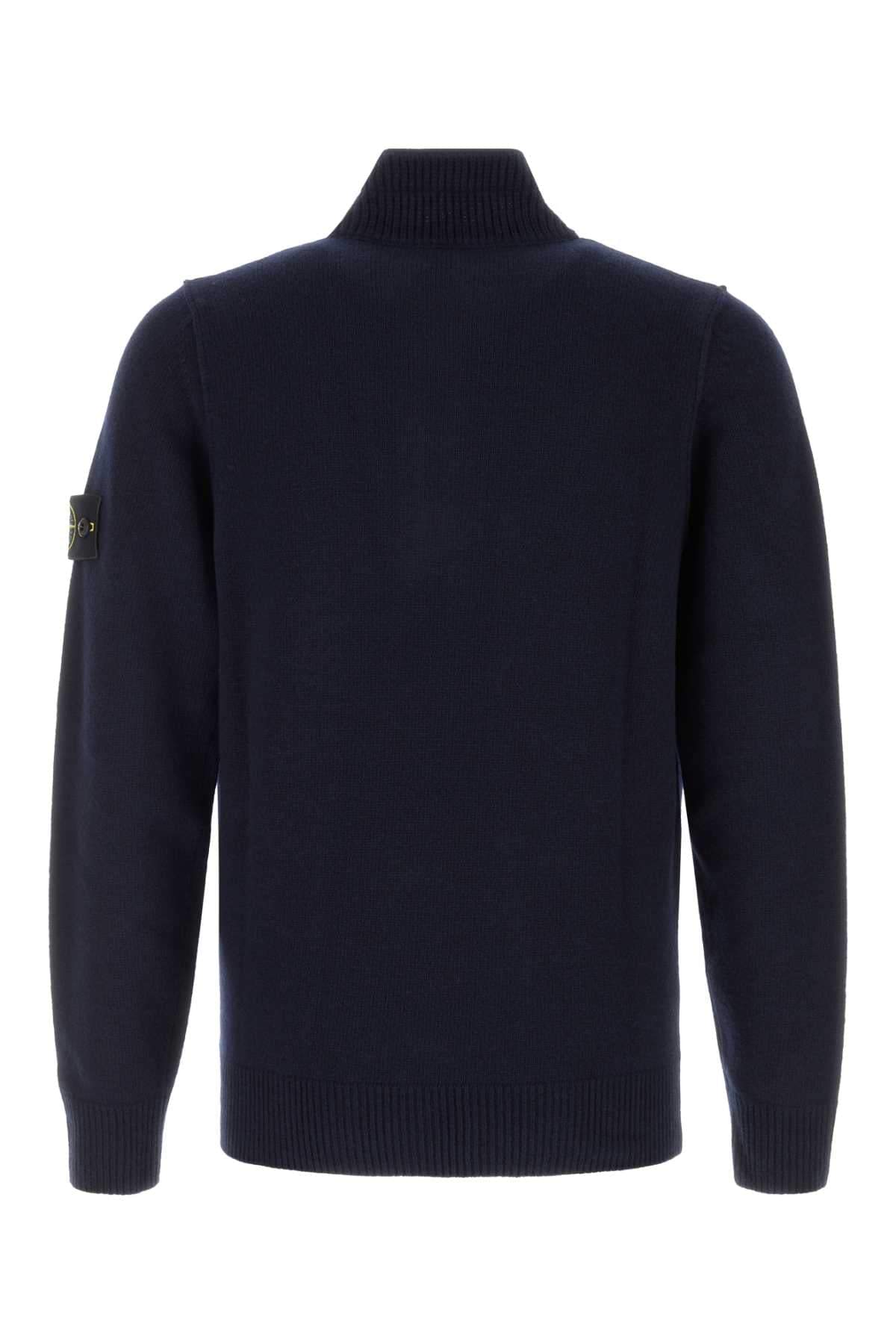 Stone Island Men Midnight Blue Wool Blend Sweater STONE ISLAND