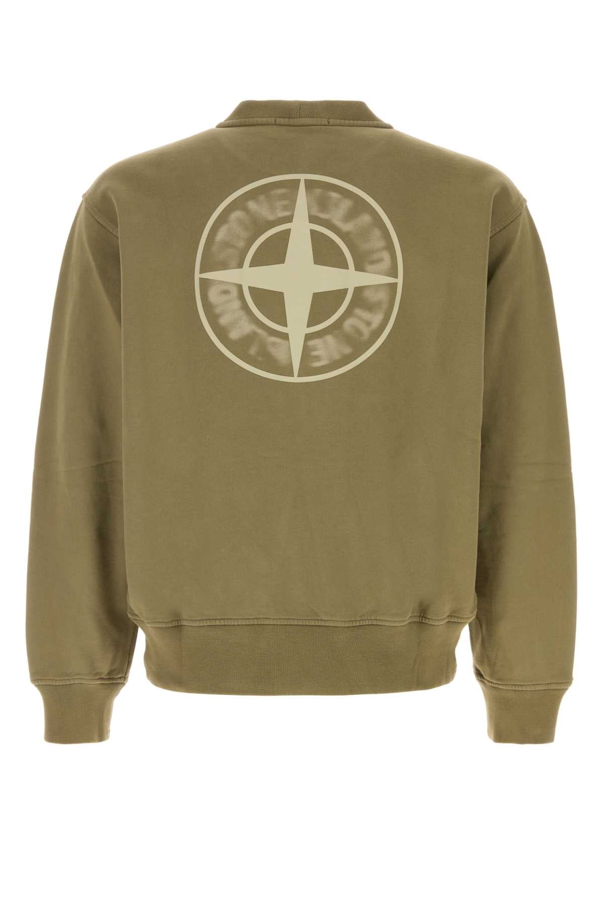 Stone Island Men Army Green Cotton Sweatshirt STONE ISLAND
