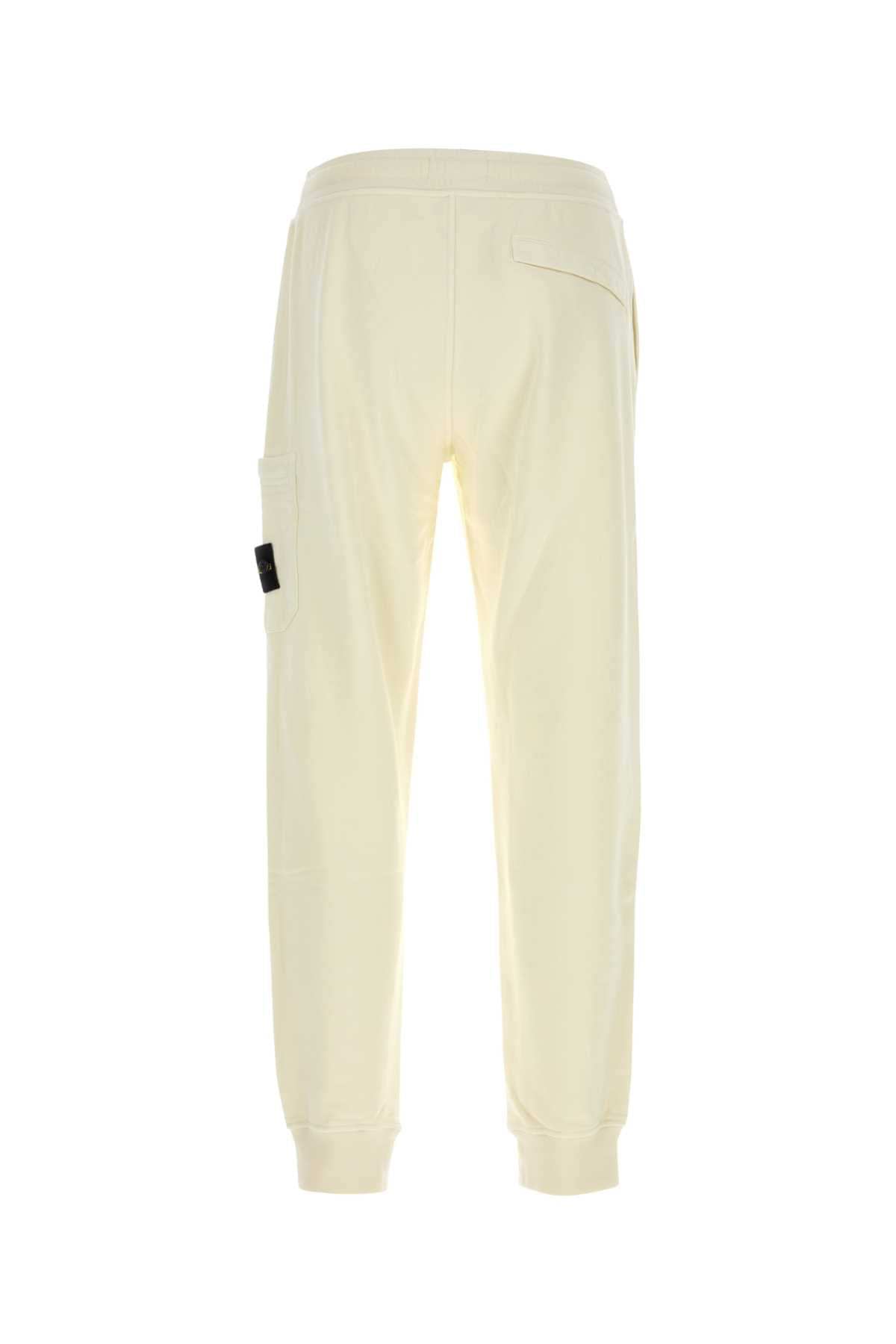 Stone Island Men Ivory Cotton Joggers STONE ISLAND