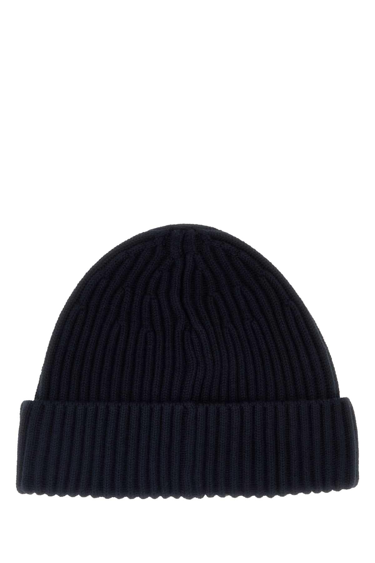 Stone Island Men Midnight Blue Wool Beanie Hat STONE ISLAND