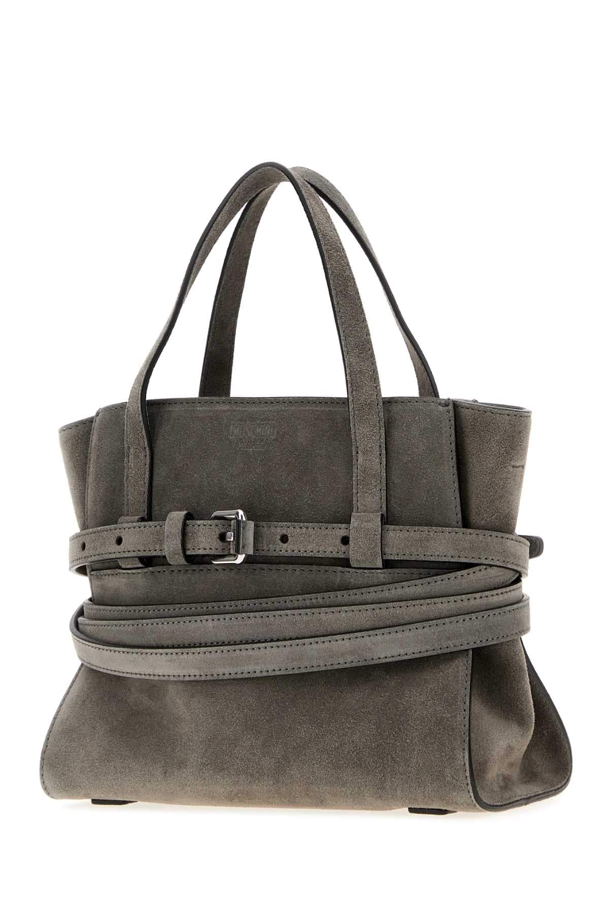 Moschino Women Grey Suede Moschino Tie Me Handbag MOSCHINO