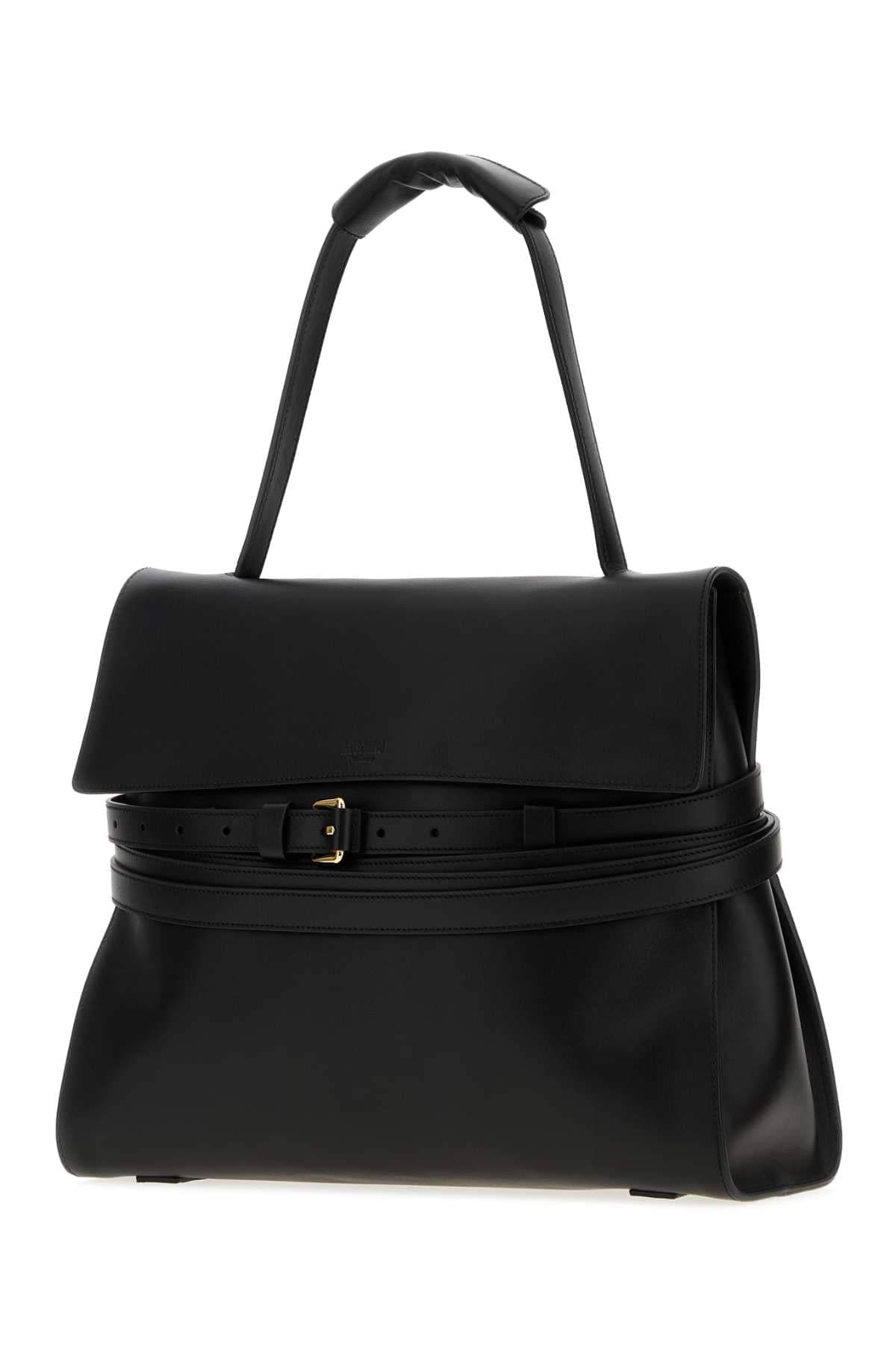 Moschino Women Black Leather Medium Moschino Tie Me Handbag MOSCHINO