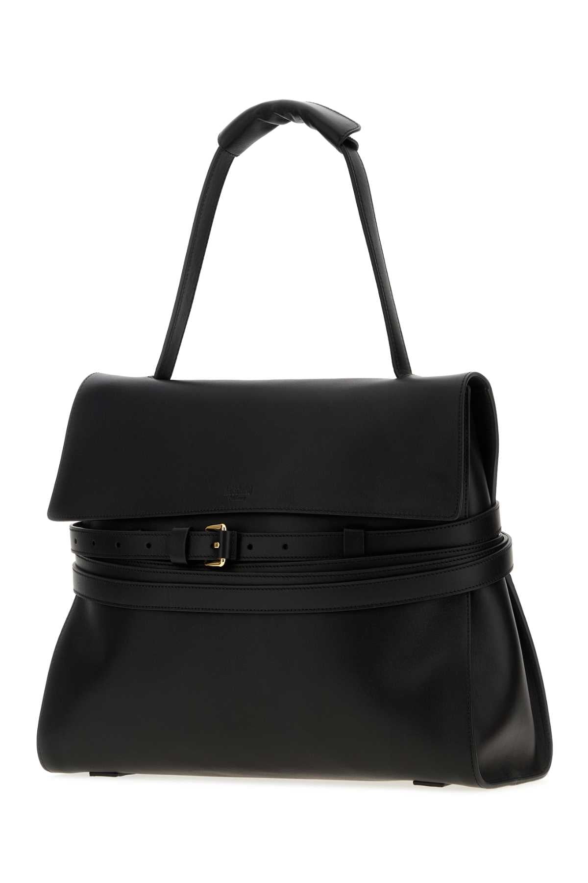 Moschino Women Black Leather Medium Moschino Tie Me Handbag MOSCHINO