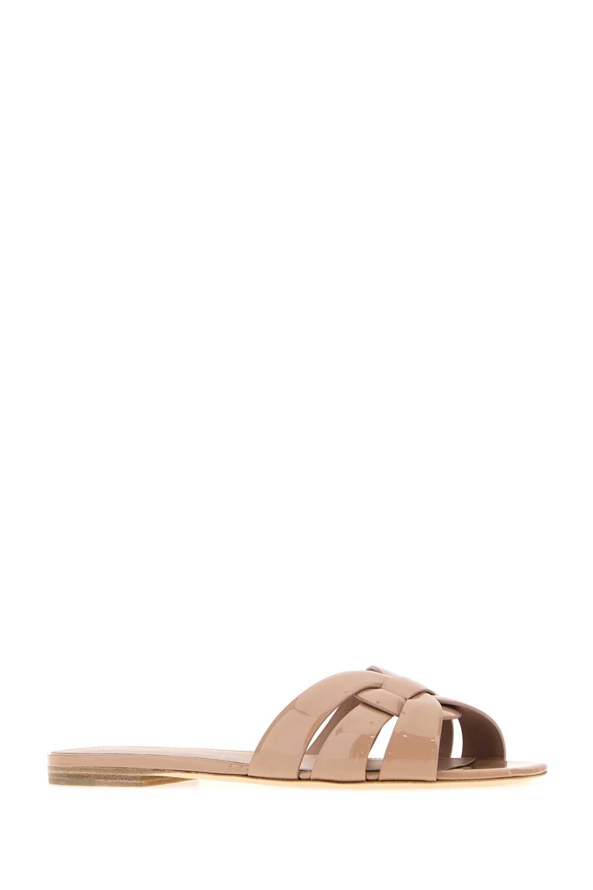 Saint Laurent Women Skin Pink Leather Tribute Slippers SAINT LAURENT