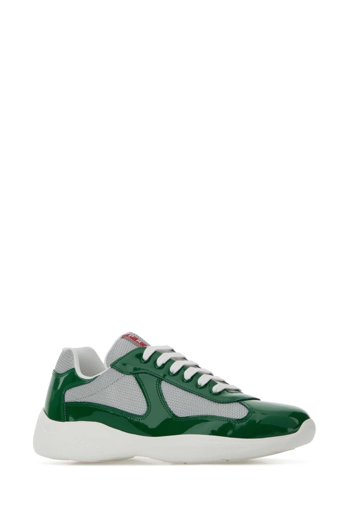 Prada Men Two-Tone Leather And Fabric Prada America S Cup Sneakers PRADA